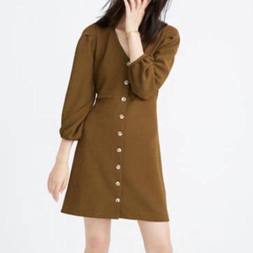 Madewell Texture & Thread Olive Green Dress